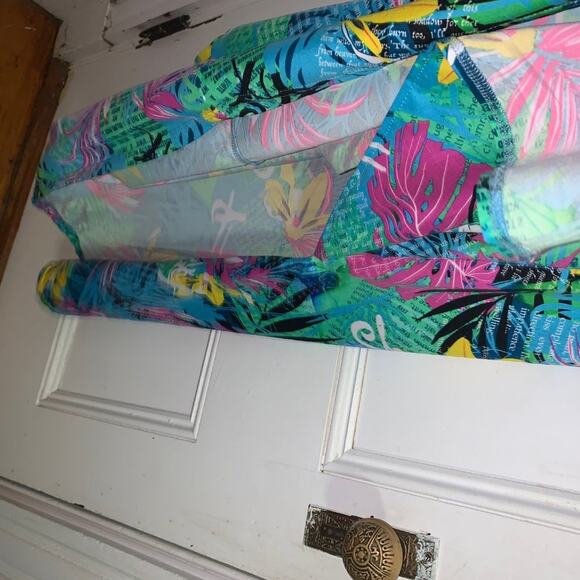 Blue Tropical Print Bodycon Midi Dress V neck Floral Plus Size - Picture 7 of 15